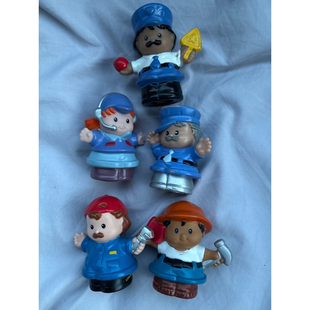 Fisher-Price Little People Community Workers Figures Lot of 5 Police Pilot Toy